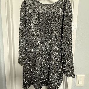H&M Silver Sequin Mini Dress